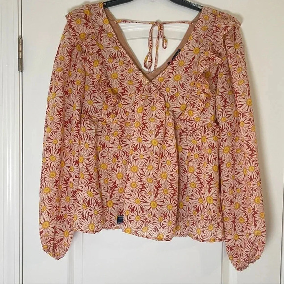 NWT simply southern Sunflower Tieback Lined Blouse - Size XXL NWT - Picture 1 of 6